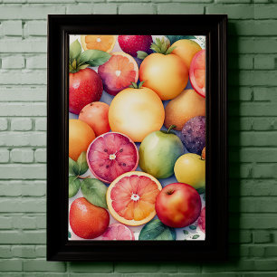Watercolor Painting of Assorted Fruit II Poster