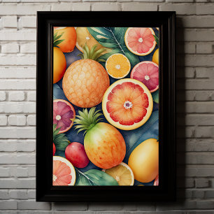 Watercolor Painting of Assorted Fruit IV Poster