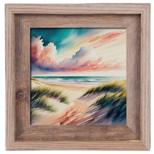 Watercolor Painting of Beach Poster