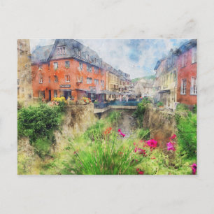 Watercolor painting of cityscape of Bad Muensterei Postcard