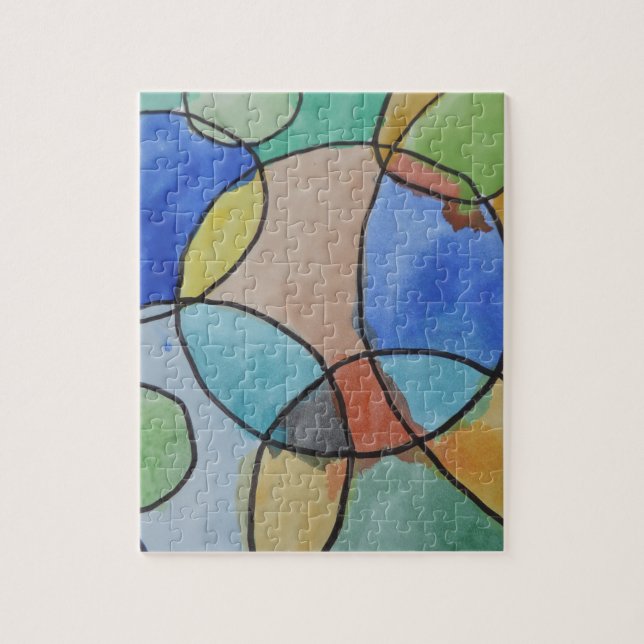 Watercolor Painting of Colourful Circles, Kids Art Jigsaw Puzzle (Vertical)