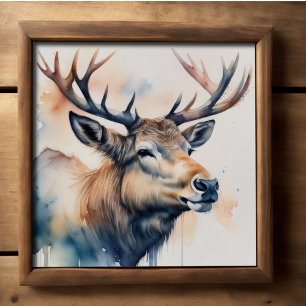 Watercolor Painting of Elk Poster