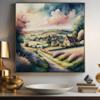 Watercolor Painting of English Countryside