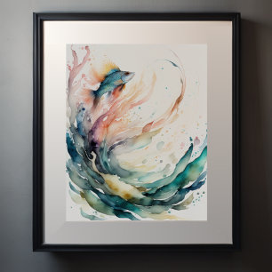 Watercolor Painting of Fish Poster
