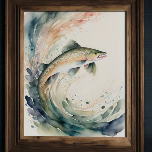 Watercolor Painting of Fish Poster