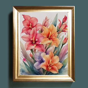 Watercolor Painting of Gladiolas VII Poster
