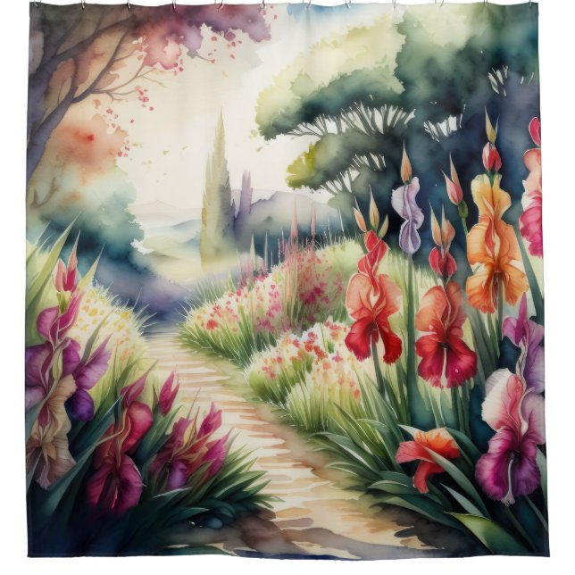 Watercolor Painting of Gladiolus Landscape (Front)