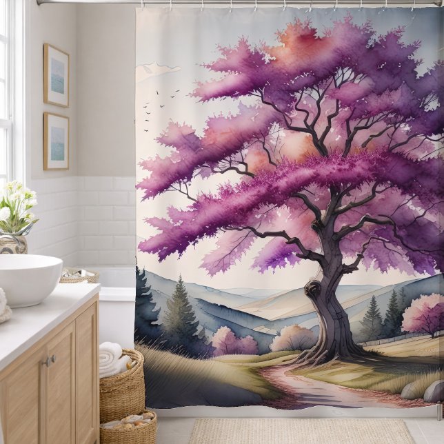 Watercolor Painting of Large Purple Leaf Tree (Creator Uploaded)