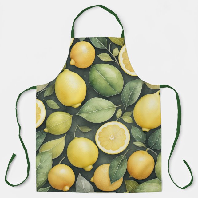 Watercolor Painting of Lemons Apron (Front)