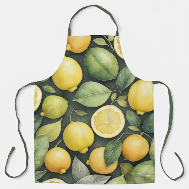 Watercolor Painting of Lemons Apron (Front)