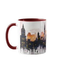 Watercolor Painting of London at Night Views