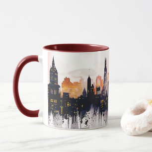 Watercolor Painting of London at Night Views Mug