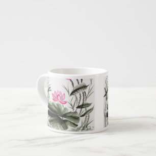 Watercolor Painting Of Lotus Flower Espresso Cup