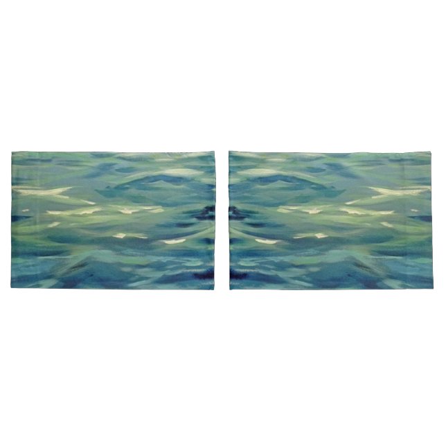 Watercolor Painting Of Ocean Waves Pillowcase (Back-Set)
