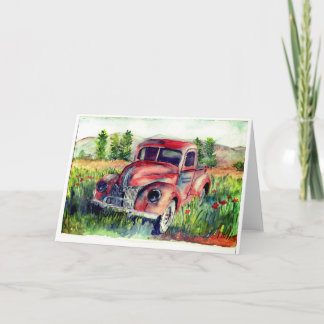 watercolor painting of OLD Montana truck Card