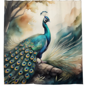 Watercolor Painting of Peacock