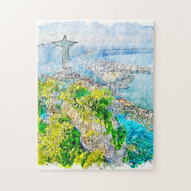 Watercolor Painting of Rio de Janeiro Jigsaw Puzzle (Vertical)