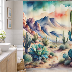 Watercolor Painting of Rural Landscape Desert