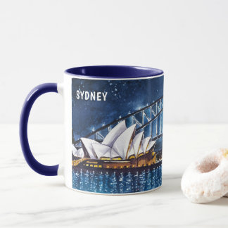 Watercolor Painting of Sydney at Night Views #1 Mug