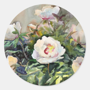 Watercolor Painting Of The Beautiful Flowers Classic Round Sticker