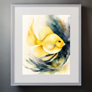 Watercolor Painting of Yellow Fish II Poster