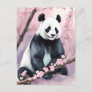 Watercolor Painting Panda Bear Postcard