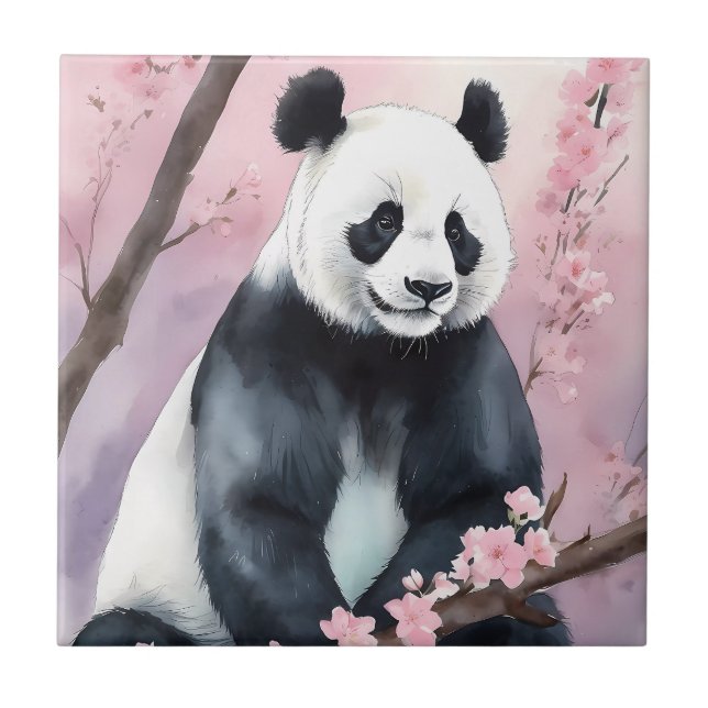 Watercolor Painting Panda Bear Tile (Front)