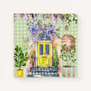 Watercolor painting Polka dots Green Garden Sketch Notebook