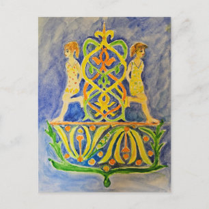 Watercolor painting postcard