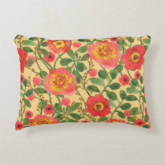 Watercolor painting retro floral seamless pattern accent pillow