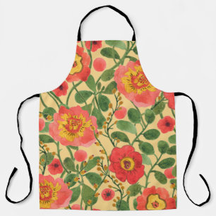 Watercolor painting retro floral seamless pattern apron