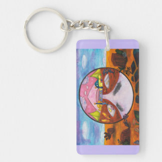 Watercolor Painting Science Fiction Dimension Art Keychain