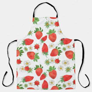 Watercolor painting Seamless pattern of strawberri Apron