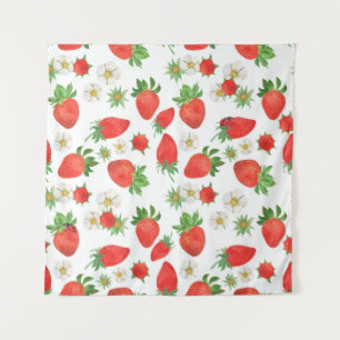 Watercolor painting Seamless pattern of strawberri Tapestry