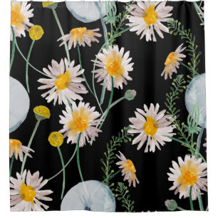 Watercolor painting seamless pattern with chamomil