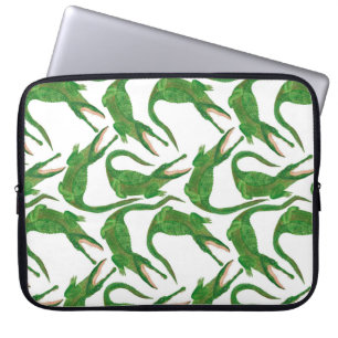 watercolor painting seamless pattern with crocodil laptop sleeve