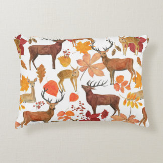 Watercolor painting seamless pattern with deers an accent pillow