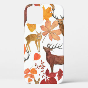 Watercolor painting seamless pattern with deers an iPhone 12 case