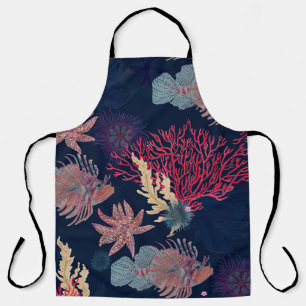 Watercolor painting seamless pattern with red lion apron