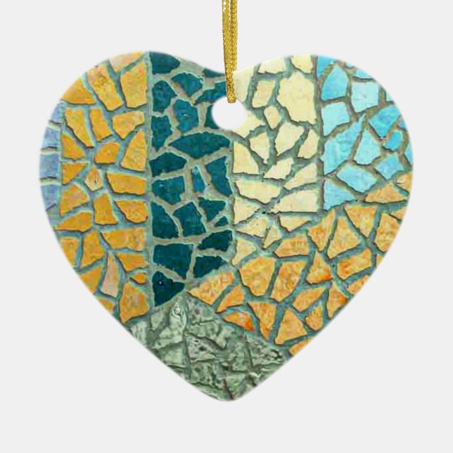 Watercolor Painting Stone Mosaic + your ideas Ceramic Ornament (Front)