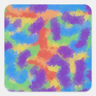 watercolor painting unicorn land magic square sticker