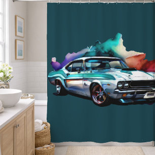 Watercolor Painting Vintage Muscle Car