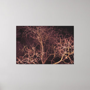 Watercolor Painting Winter Tree at Night Canvas Print