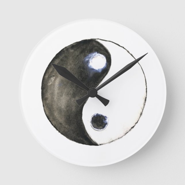 watercolor painting yin yang symbol art  round clock (Front)