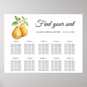 Watercolor pair pears Wedding seating chart