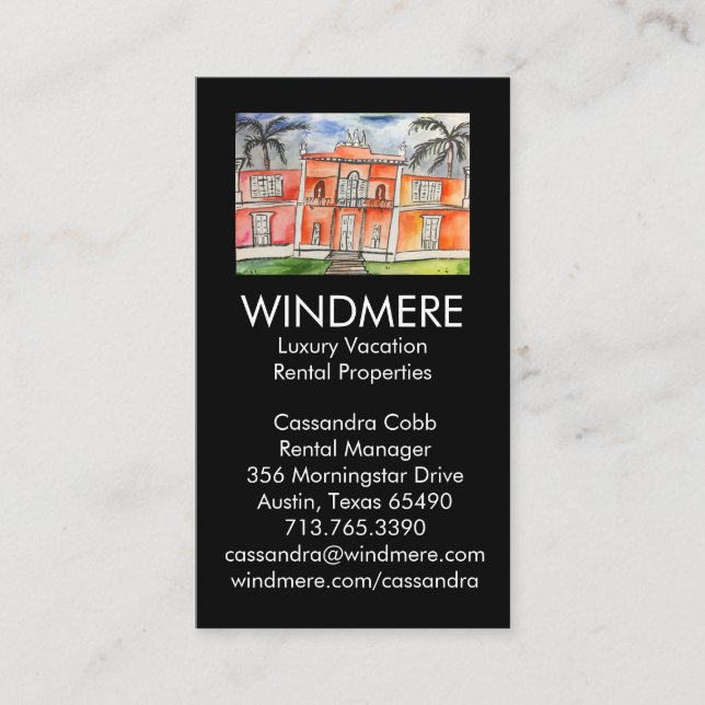 Watercolor Palace Real Estate Agent Manager Broker Business Card (Front)