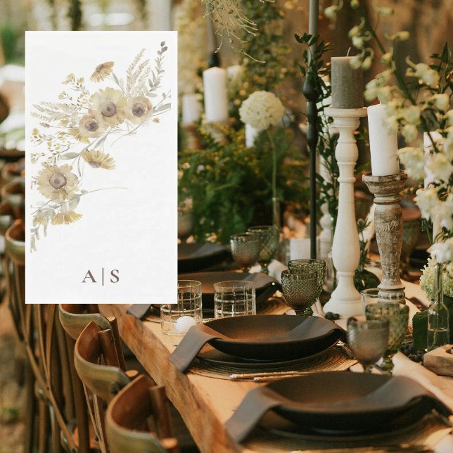 Watercolor Pale Sunflowers Monogram Napkin (Creator Uploaded)