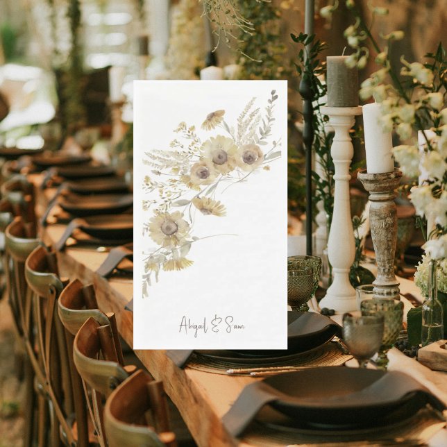 Watercolor Pale Sunflowers Personalized Napkin (Creator Uploaded)
