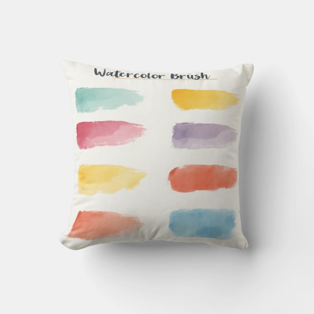 Watercolor Palette Throw Pillow (Front)