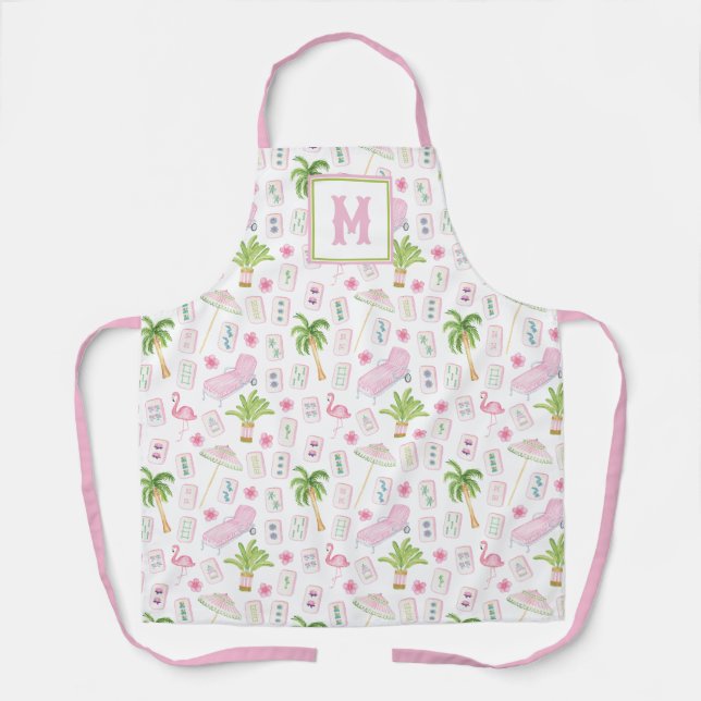 Watercolor Palm Beach Mahjong Apron (Front)